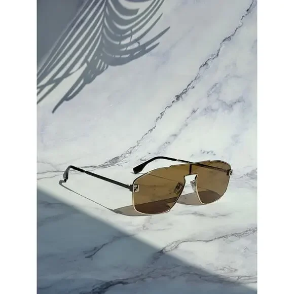 NEW Fendi FE40129U Sky Gold Metal Unisex Sunglasses $520
